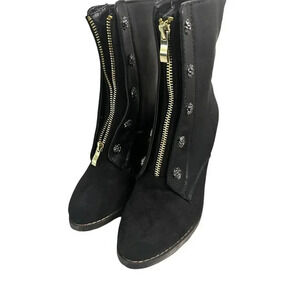 Queen‎ Chateau Women's Black Front Zipper Ankle High Heel Booties Size US 7.5